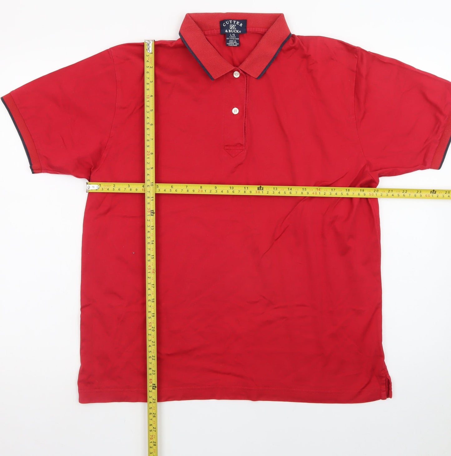 Cutter & Buck Red Cotton Men's L Polo Shirt Classic Fit