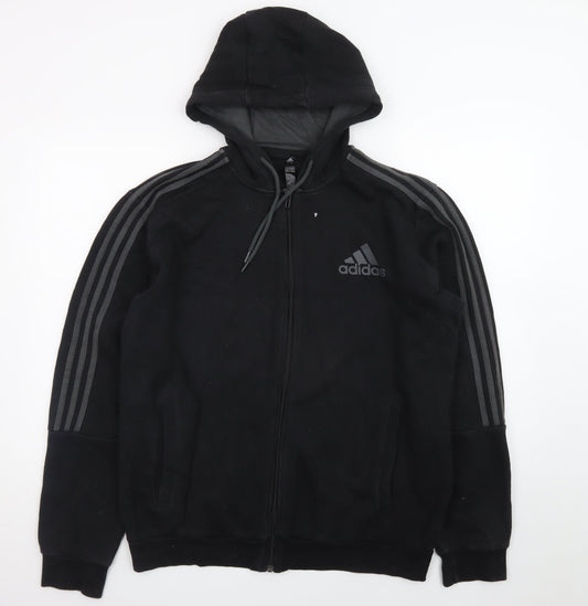 Adidas Men's Black Full Zip Hoodie L Sports Fleece Jacket