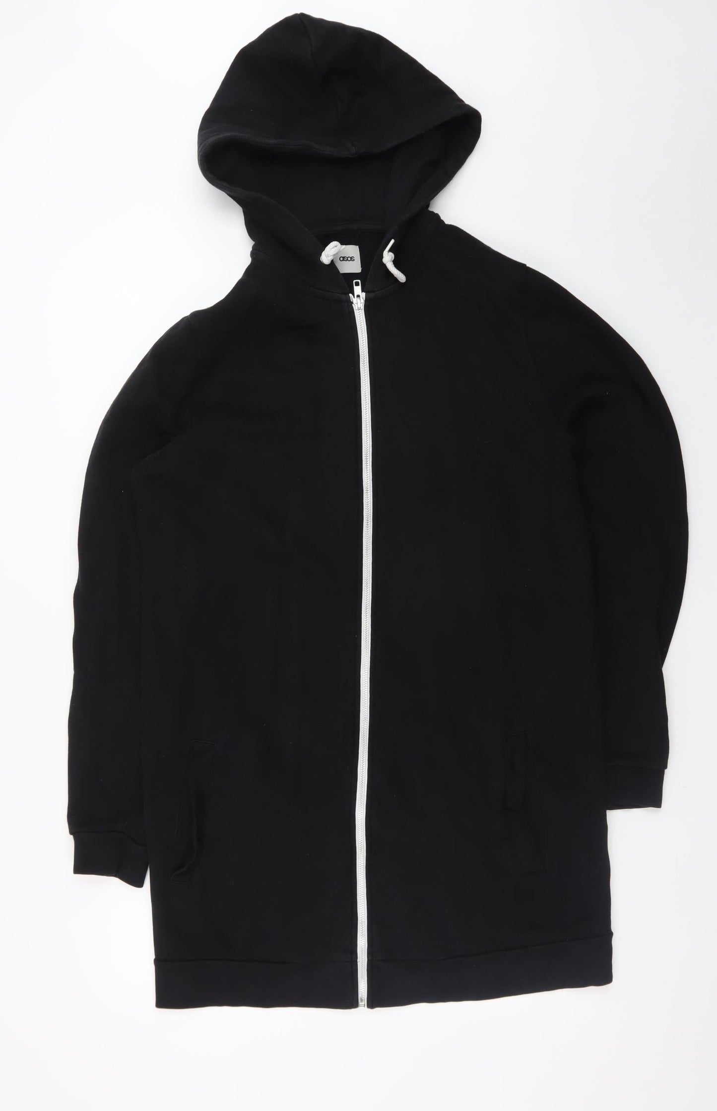 ASOS Women's Black Full Zip Hoodie Size M 100% Cotton Casual