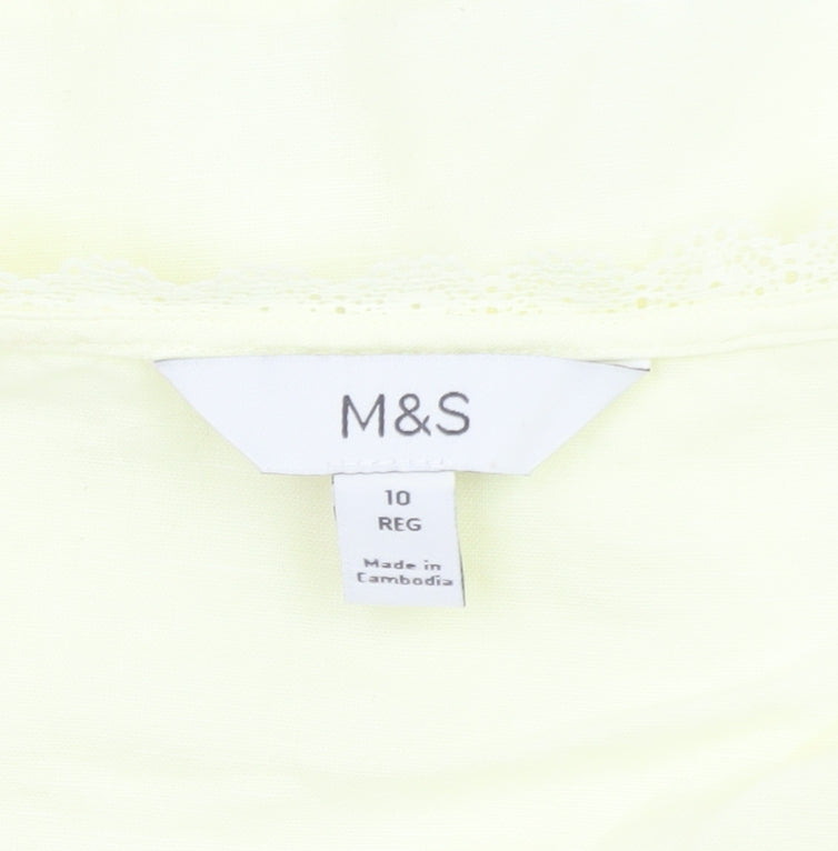 Marks and Spencer Women’s Yellow Cotton Short Sleeve Blouse Size 10