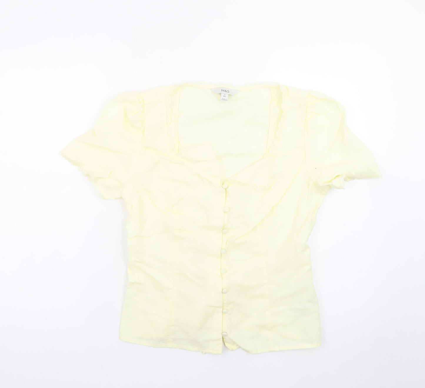 Marks and Spencer Womens Yellow Short Sleeve Blouse Size 12