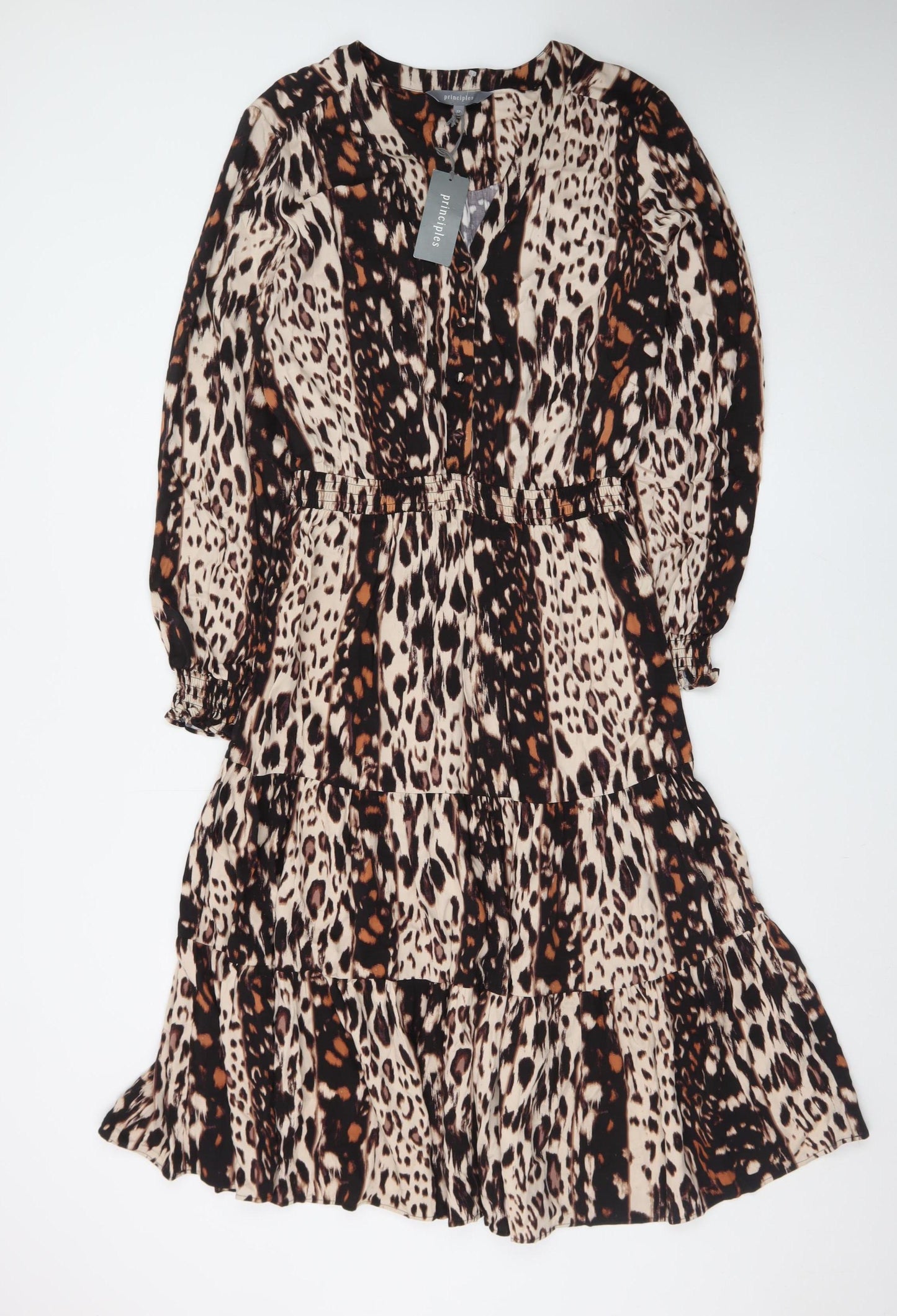 Principles Women's Multicoloured Animal Print A-Line Knee Length Dress Size 12