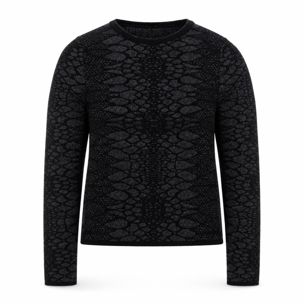 Zara Women Black Animal Print Knit Jumper Size 8 Slim Fit