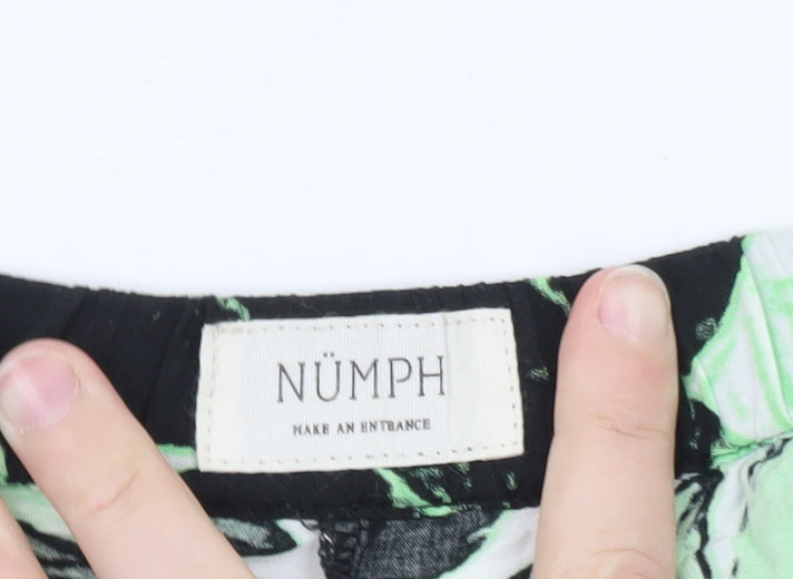 Nümph Women's Green Tropical Cropped Viscose Trousers Size 14