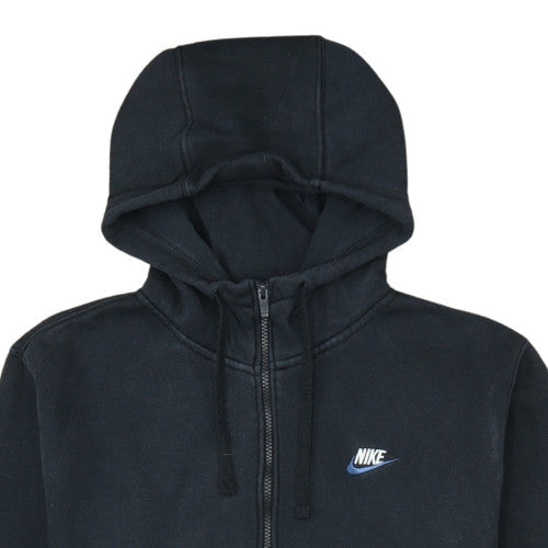 Nike Men Black Full Zip Hoodie Fleece Logo M Excellent Condition