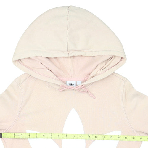 Adidas Women Beige Trefoil Hoodie Size 6 Cotton Pullover Sweatshirt