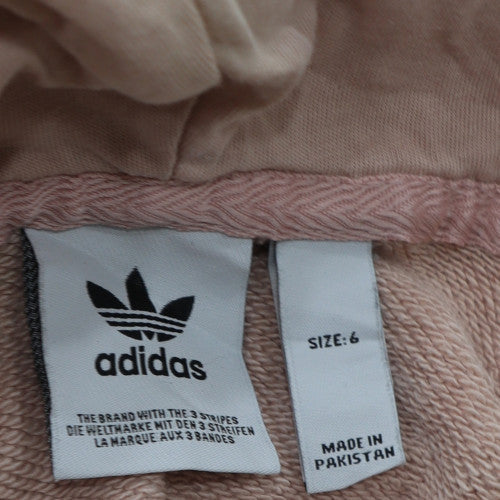 Adidas Women Beige Trefoil Hoodie Size 6 Cotton Pullover Sweatshirt