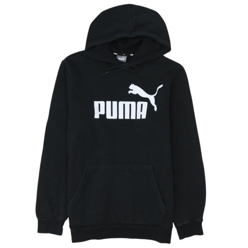 Puma Men's Black Small Pullover Hoodie with Logo Print