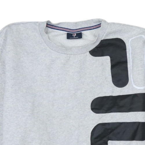 FILA Men's Grey Crew Neck Pullover Sweatshirt S Regular Fit Logo