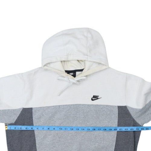 Nike Womens Grey & White Pullover Hoodie L Cotton Blend Casual