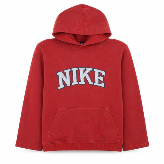 Nike Womens Red Pullover Hoodie L Cotton Blend Casual Sweatshirt