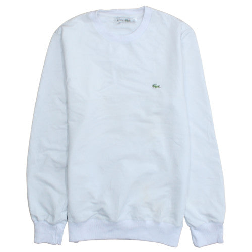 Lacoste Men’s White Cotton Crew Neck Pullover Sweatshirt L
