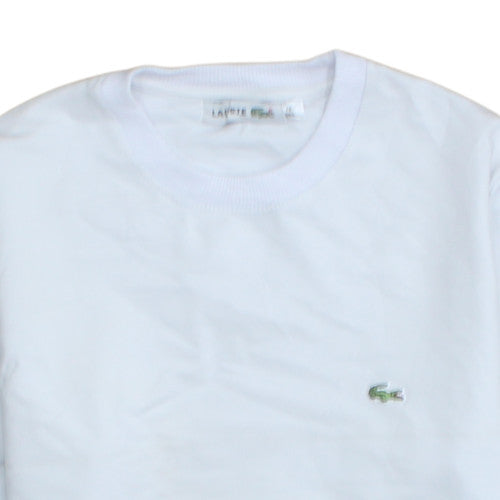 Lacoste Men’s White Cotton Crew Neck Pullover Sweatshirt L