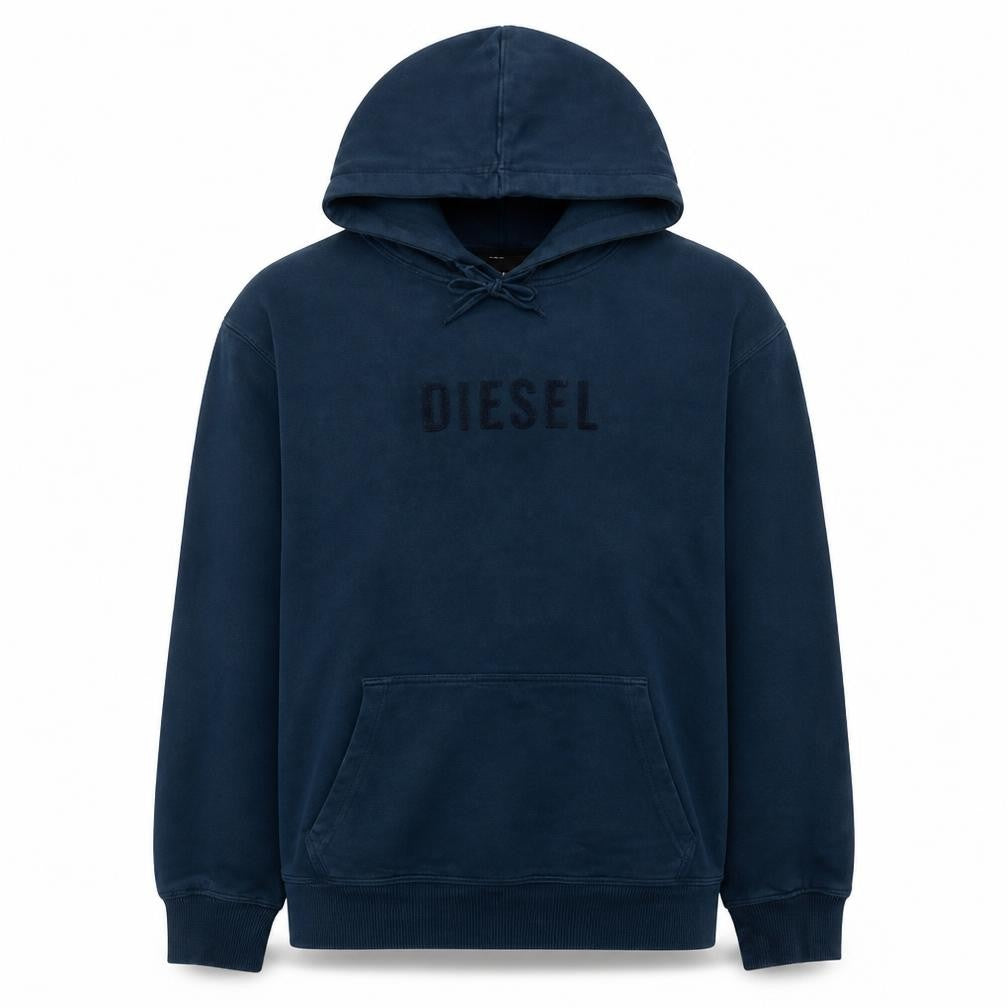 Diesel Men's Blue Pullover Hoodie L Regular Fleece Logo Sweatshirt