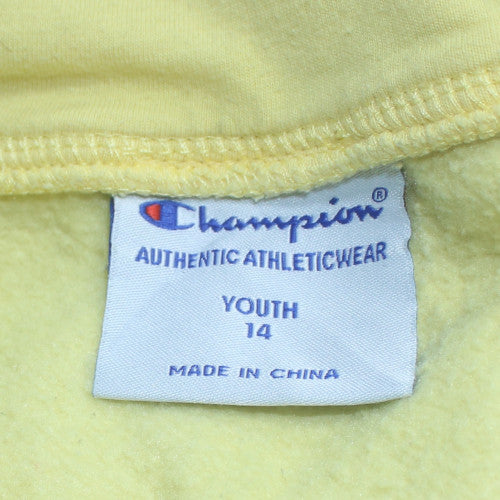 Champion Boys Yellow Pullover Hoodie Size 14 Logo Graphic Cotton Blend
