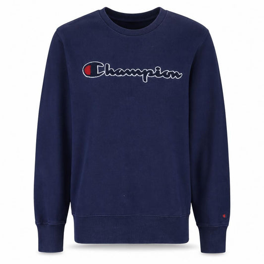 Champion Men Blue Logo Crew Neck Pullover Sweatshirt Size S