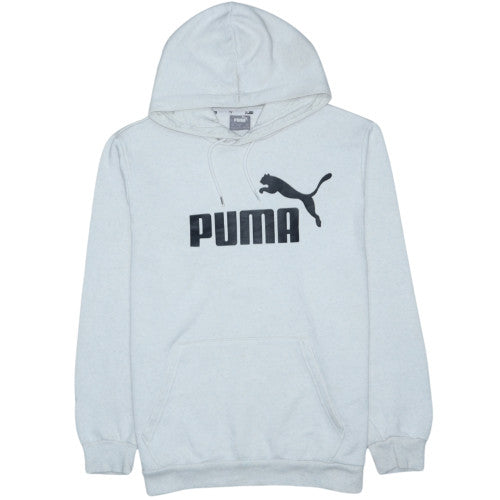 Puma Men's Grey Pullover Hoodie M Logo Sports Fleece