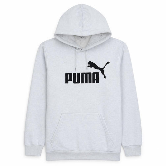 Puma Men's Grey Pullover Hoodie M Logo Sports Fleece