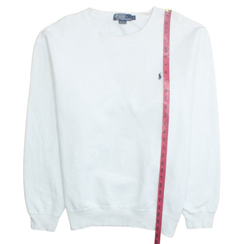 Polo Ralph Lauren Women White Cotton Blend Crew Neck Sweatshirt L