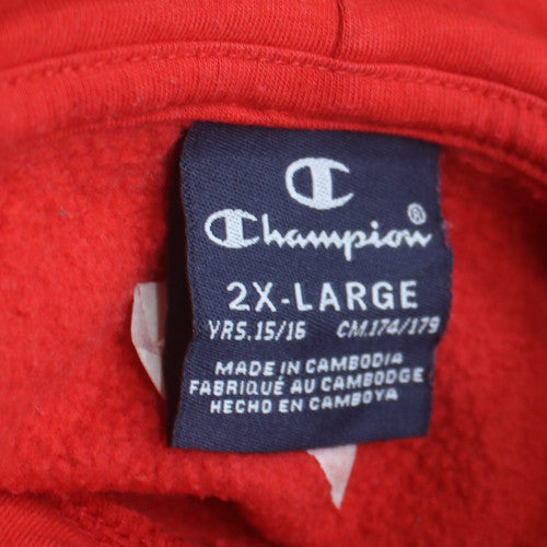 Champion Boys Red Pullover Hoodie Size 2XL 15-16 Years Cotton Blend