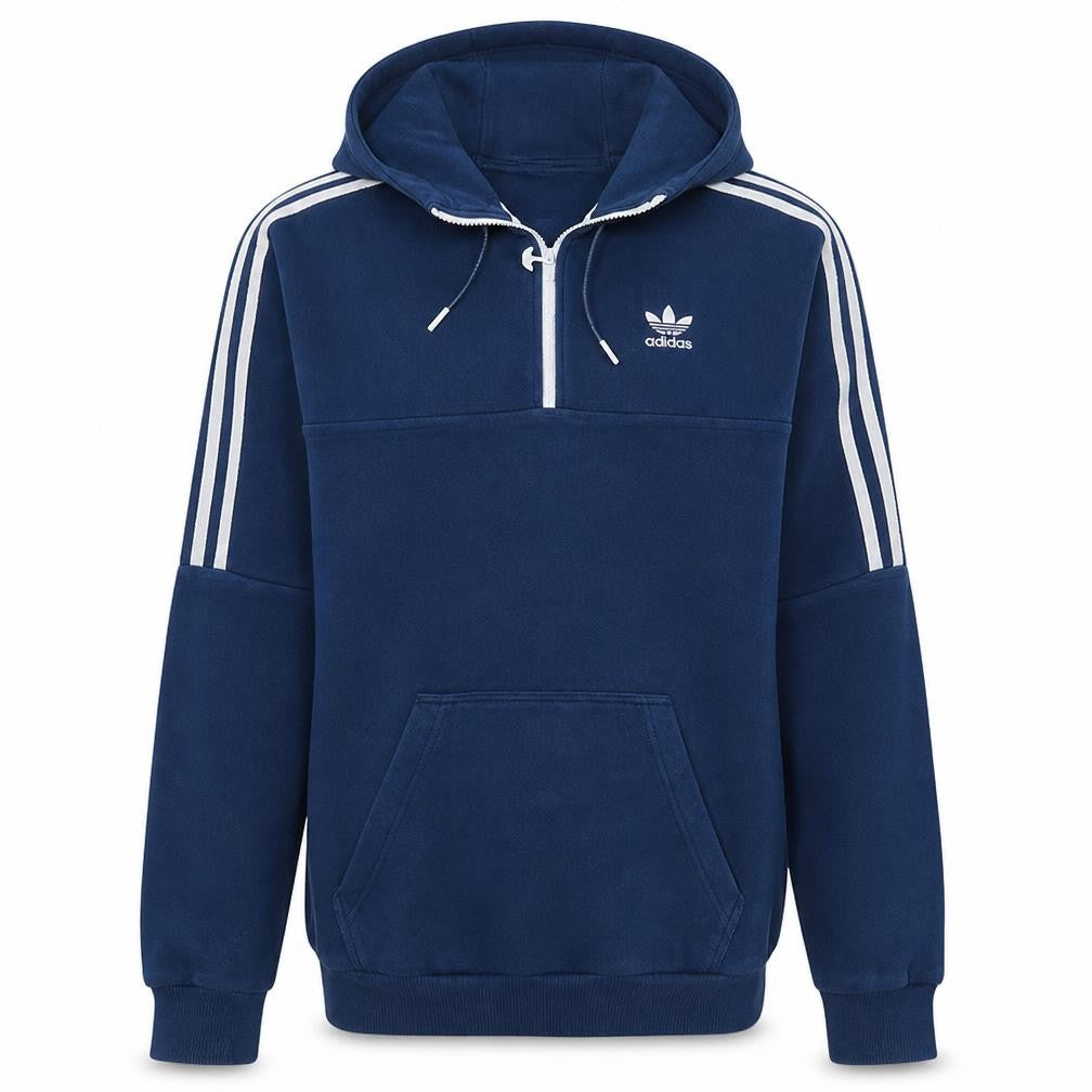 Adidas Mens Navy Blue 1/2 Zip Pullover Hoodie Size S Classic Logo