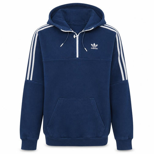 Adidas Mens Navy Blue 1/2 Zip Pullover Hoodie Size S Classic Logo
