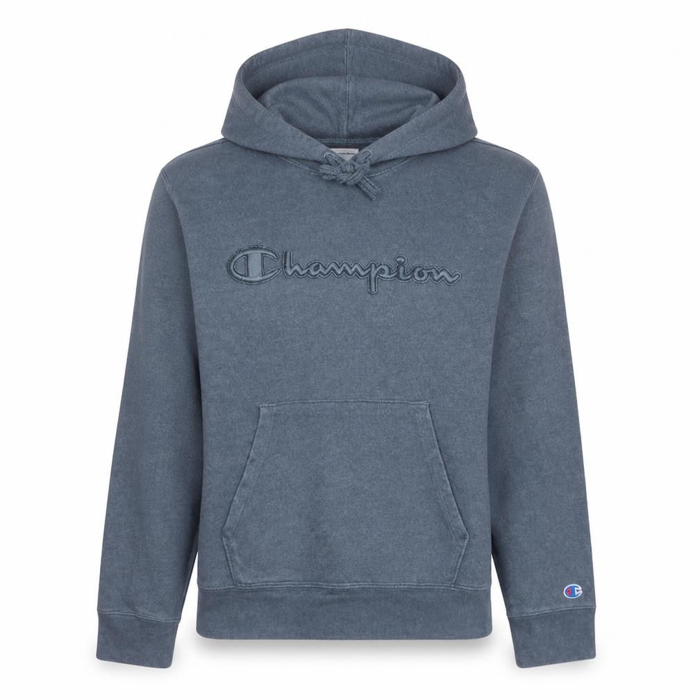Champion Men's Grey Pullover Hoodie M Embroidered Logo Fleece