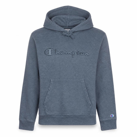 Champion Men's Grey Pullover Hoodie M Embroidered Logo Fleece