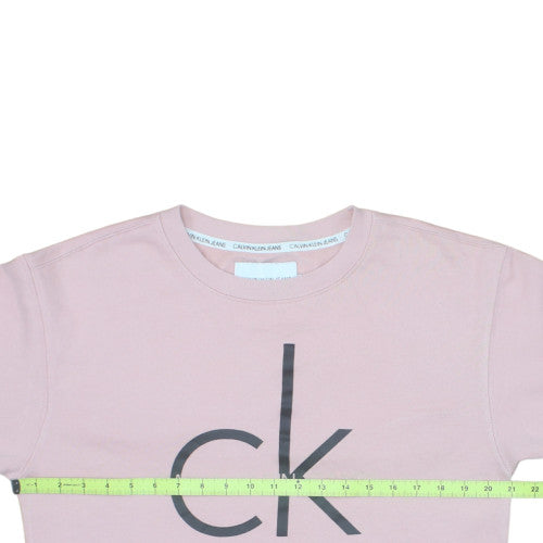 Calvin Klein Jeans Women's Pink Logo Crew Neck Sweatshirt M Cotton Blend