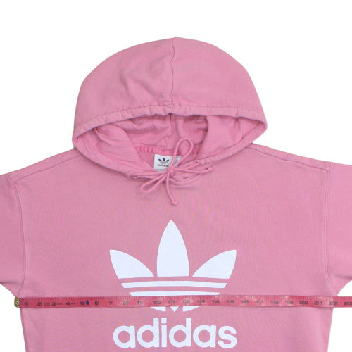 Adidas Women Pink Pullover Hoodie Size 10 Logo Print Cotton Blend