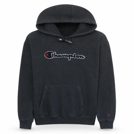 Champion Womens Black Small Pullover Hoodie 100% Cotton Logo Design