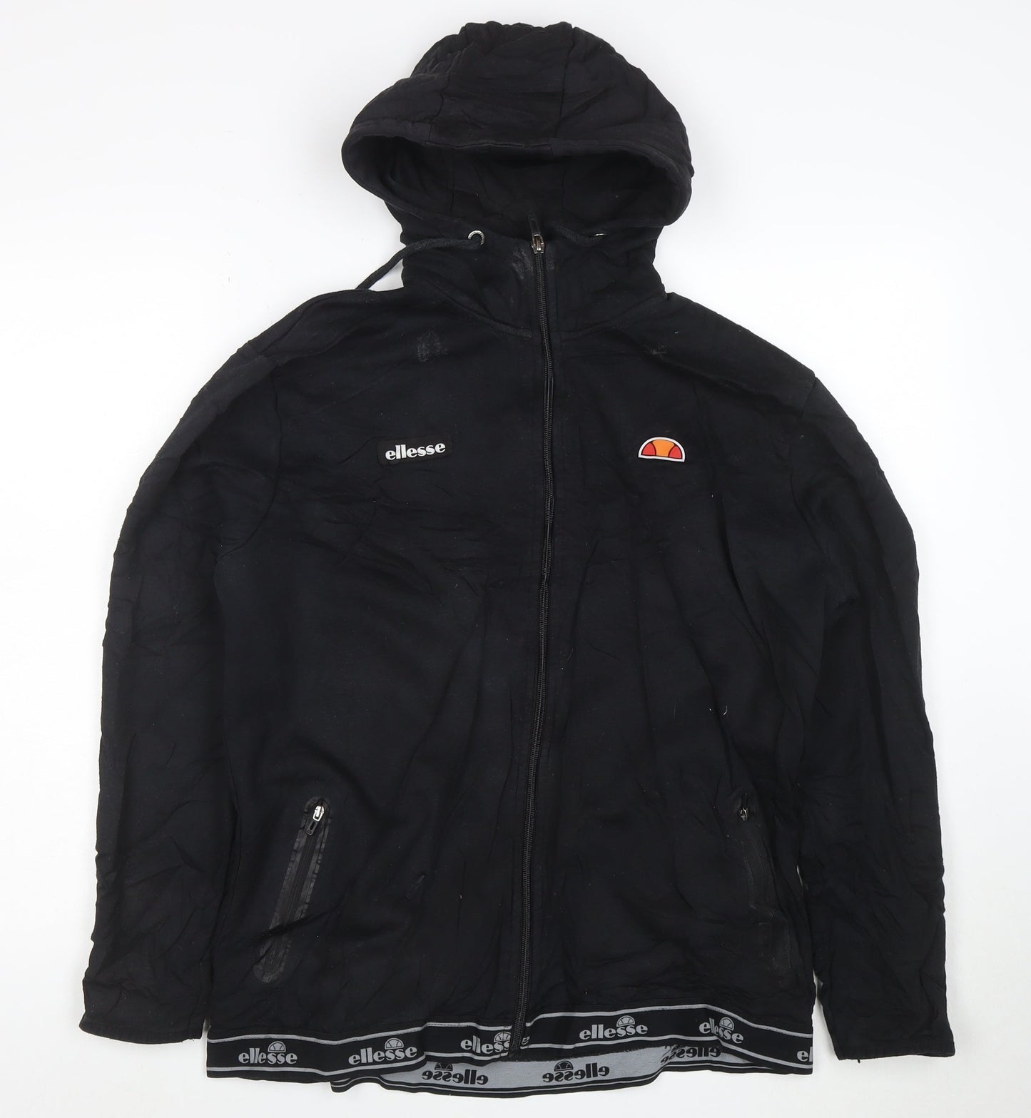 Ellesse Womens Black Full Zip Hoodie Jacket Size L Polyester Cotton