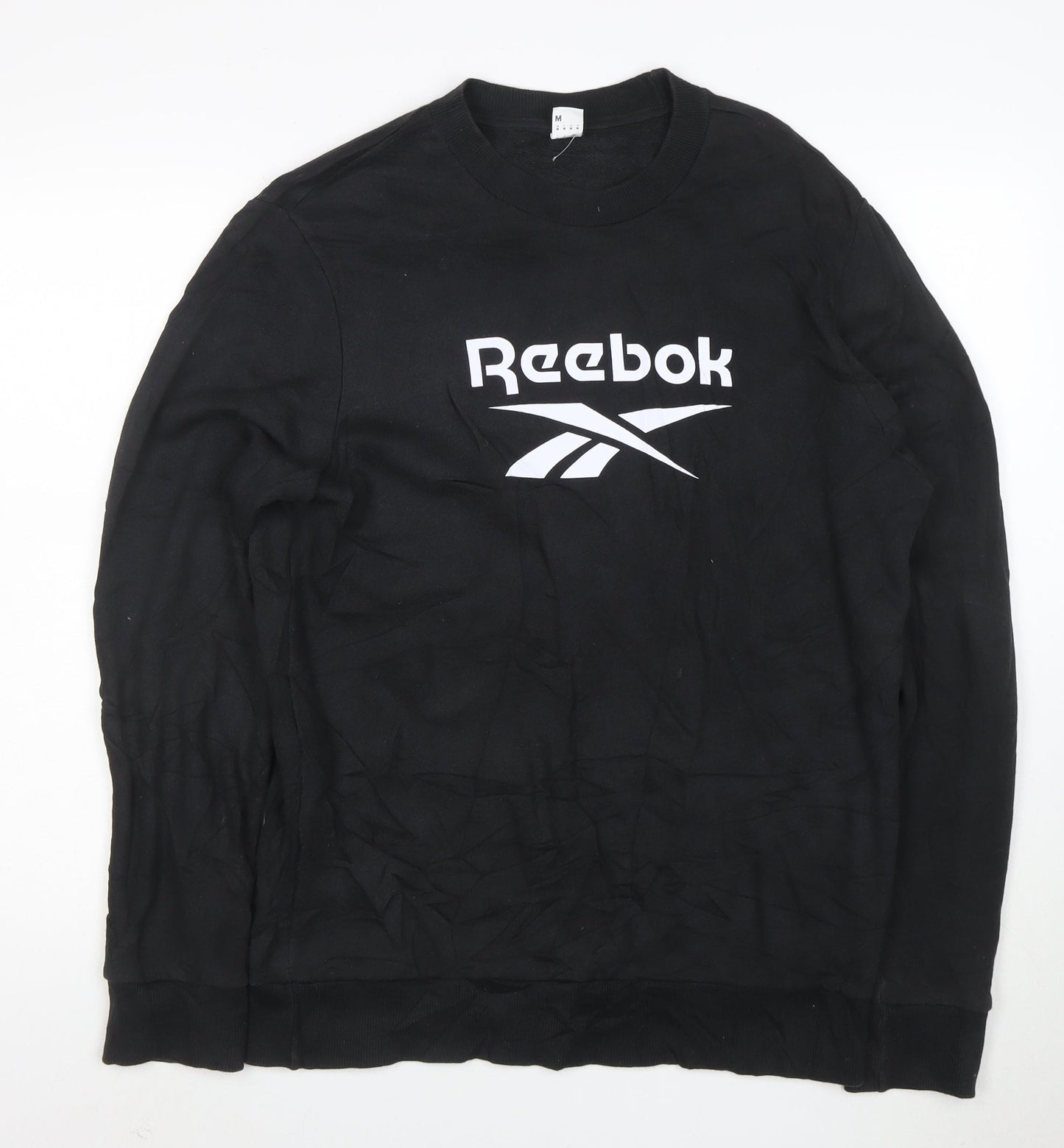 Reebok Mens Black M Pullover Crew Neck Logo Sweatshirt