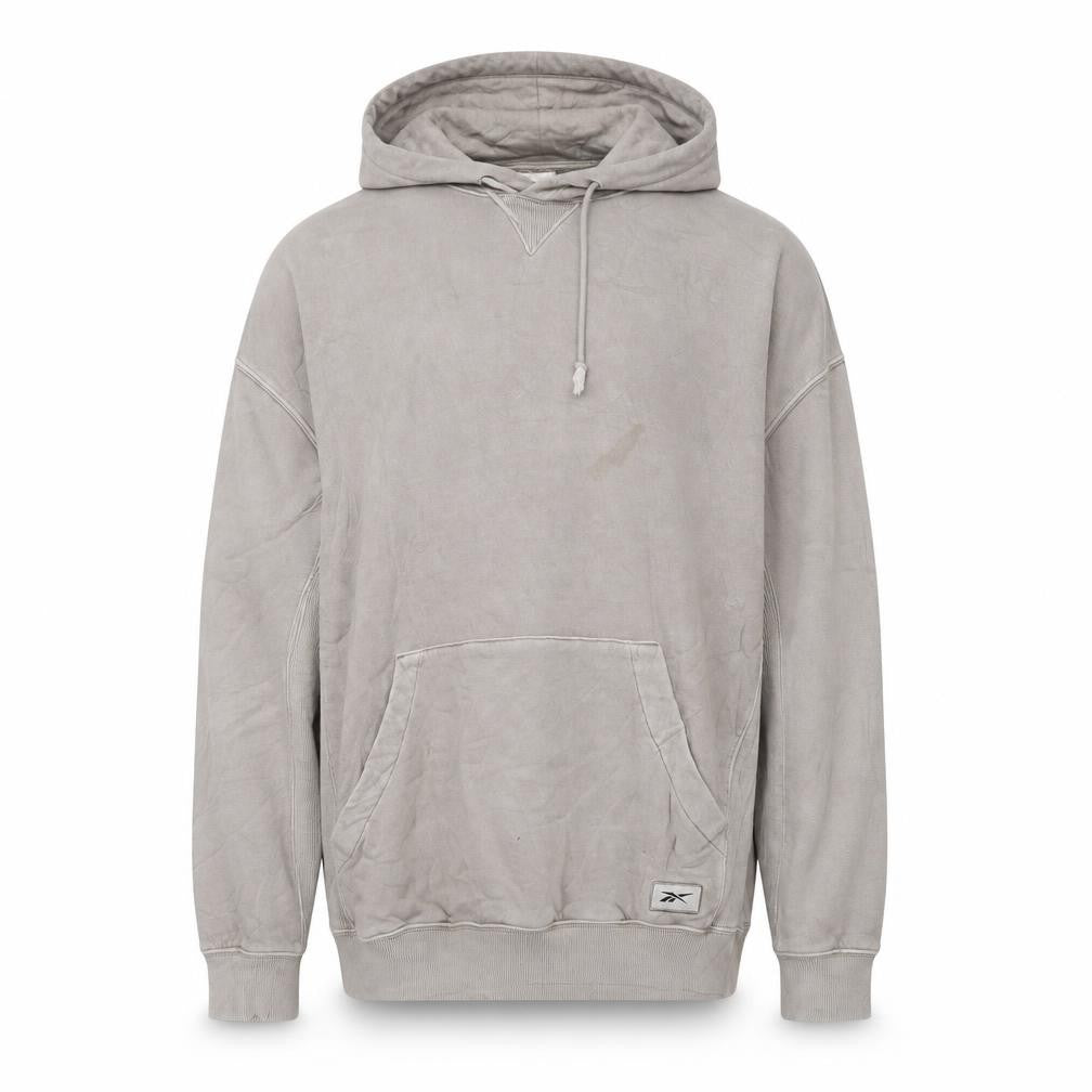 Reebok Men’s Beige 2XL Pullover Hoodie with Logo Pocket