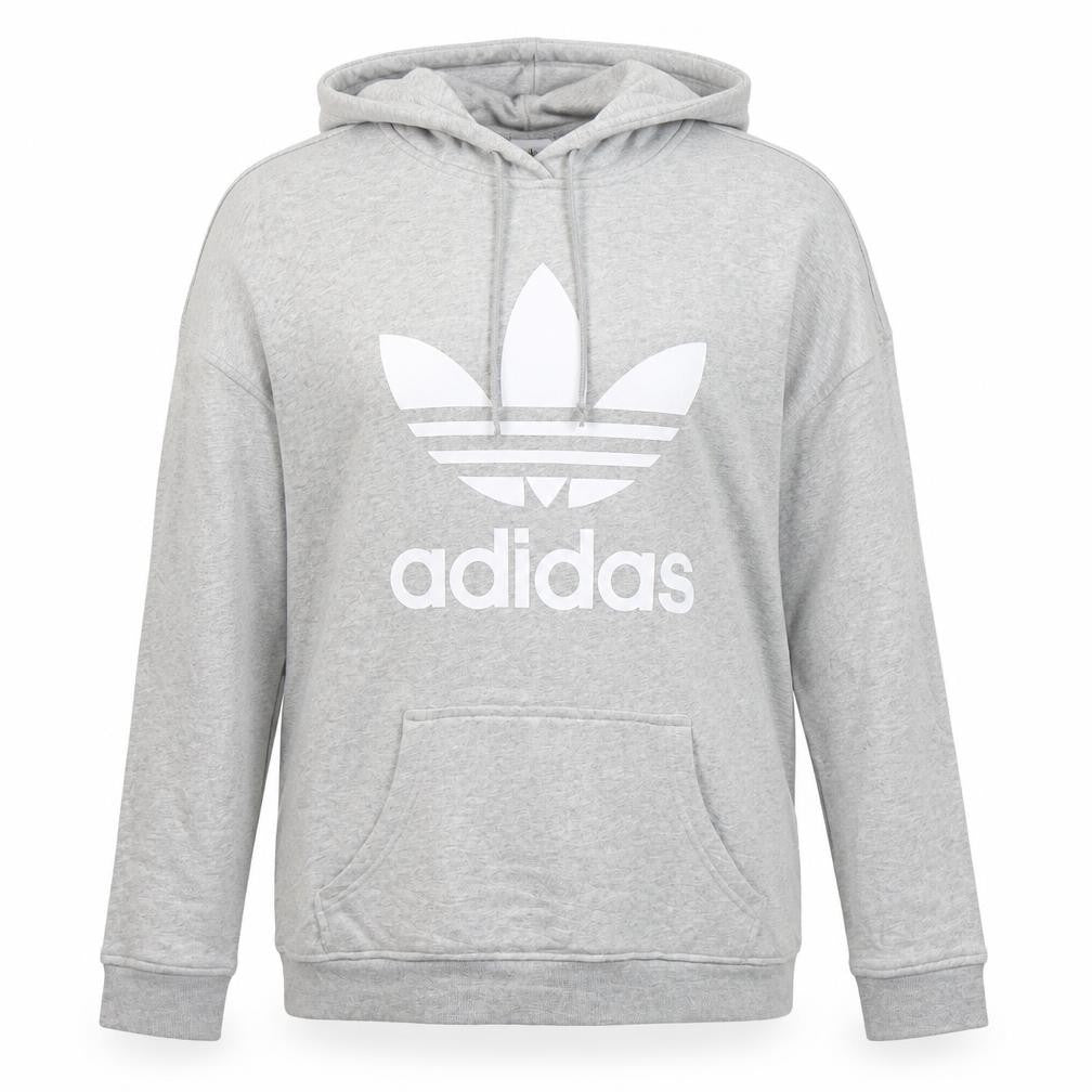 Adidas Womens Grey Size 12 Pullover Hoodie with Logo Print