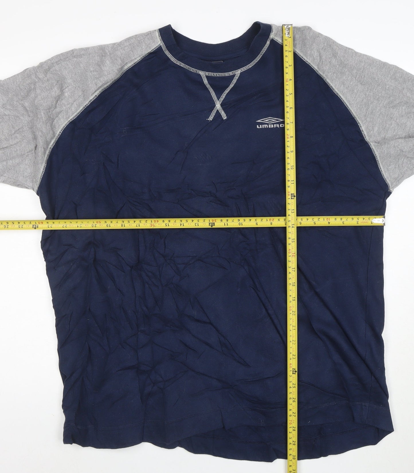 Umbro Men's Blue & Grey Long Sleeve Crew Neck Pullover Sweatshirt L
