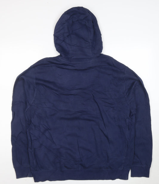 Nike Men's Blue Pullover Hoodie L Regular Fit Cotton Blend
