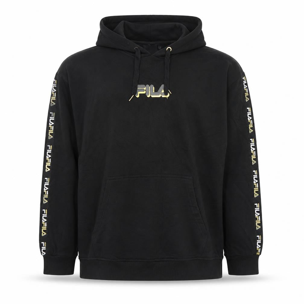 Fila Mens Black Pullover Hoodie L Logo Sports Fleece Sweatshirt