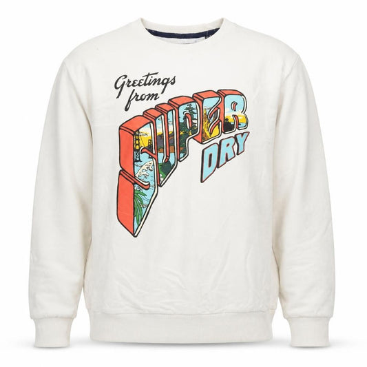 Superdry Mens White XL Graphic Print Crew Neck Pullover Sweatshirt