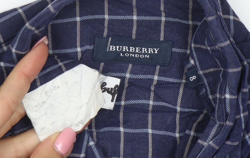 Burberry London Men's Blue Check Cotton Long Sleeve Shirt Size L