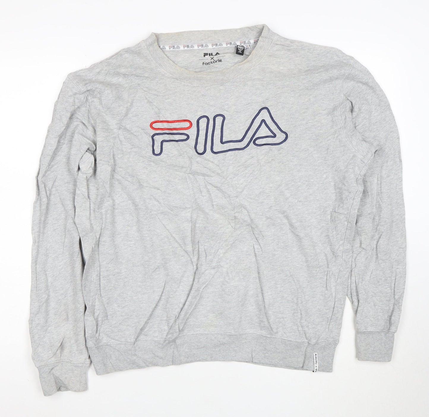 Fila Men's Grey Logo Pullover Sweatshirt Medium