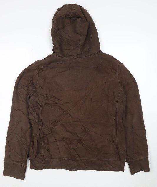Gap Men's Brown Full Zip Hoodie L Cotton Blend Logo Sweatshirt