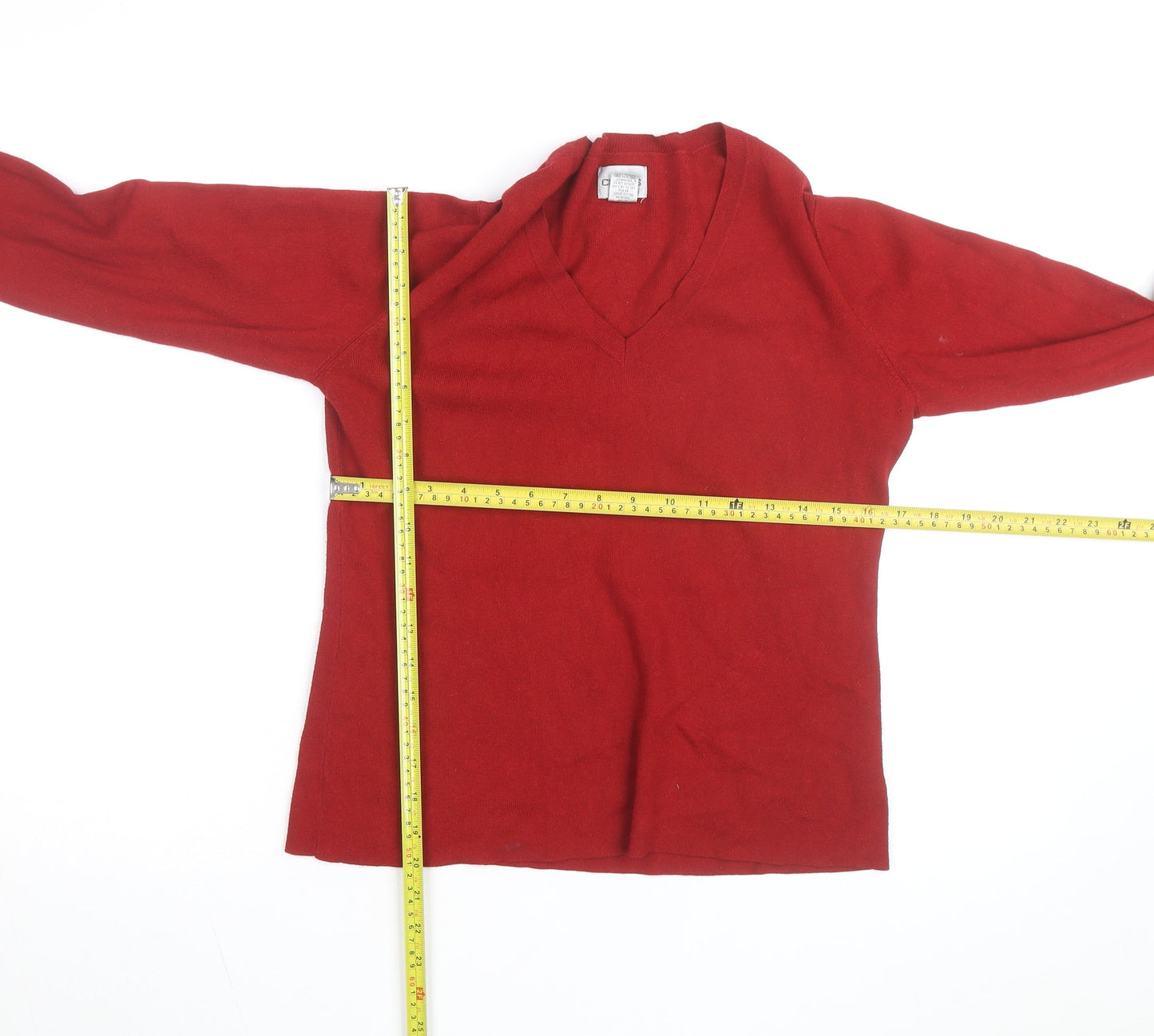 Chico's Women's Red V-Neck Knit Pullover Jumper Size M