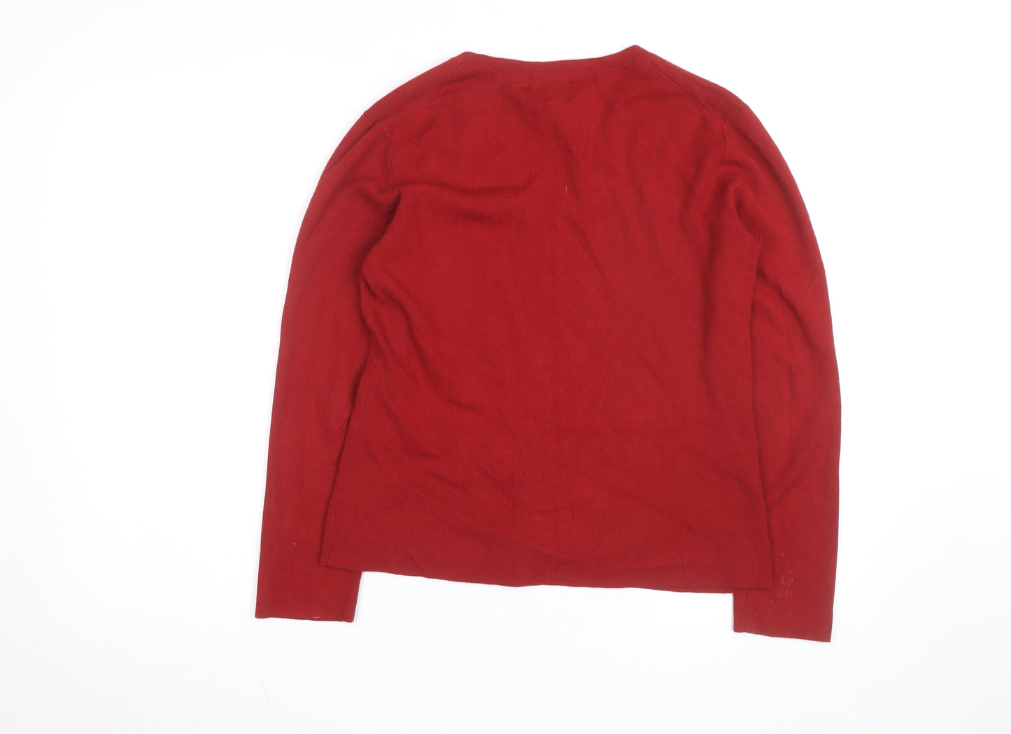Chico's Women's Red V-Neck Knit Pullover Jumper Size M