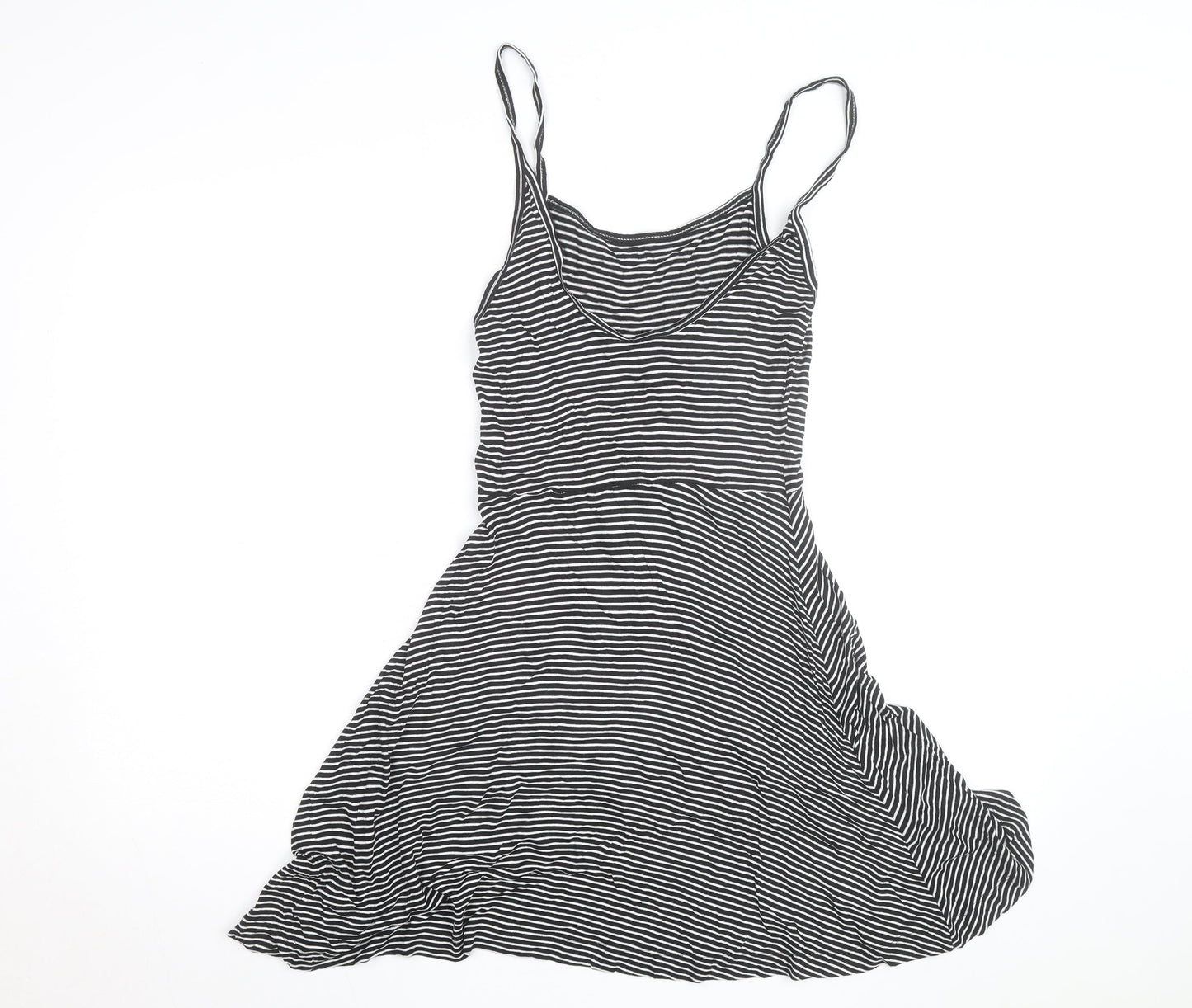 H&M Women's Black Striped Slip Dress Size 12 Sleeveless Jersey