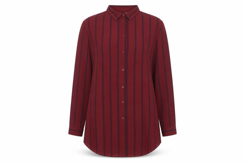 H&M Divided Women's Red Striped Long Sleeve Button-Up Shirt Size 12
