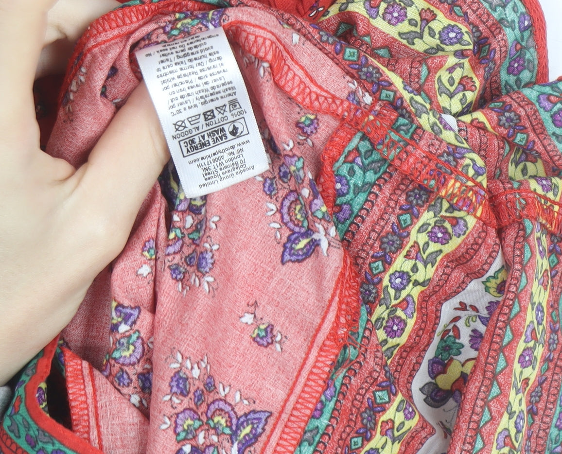 Dorothy Perkins Womens Red Lace Boho Floral A-Line Dress Size 8