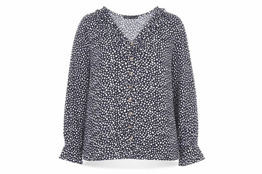 Marks & Spencer Women's Blue Polka Dot Ruffle Blouse Size 12