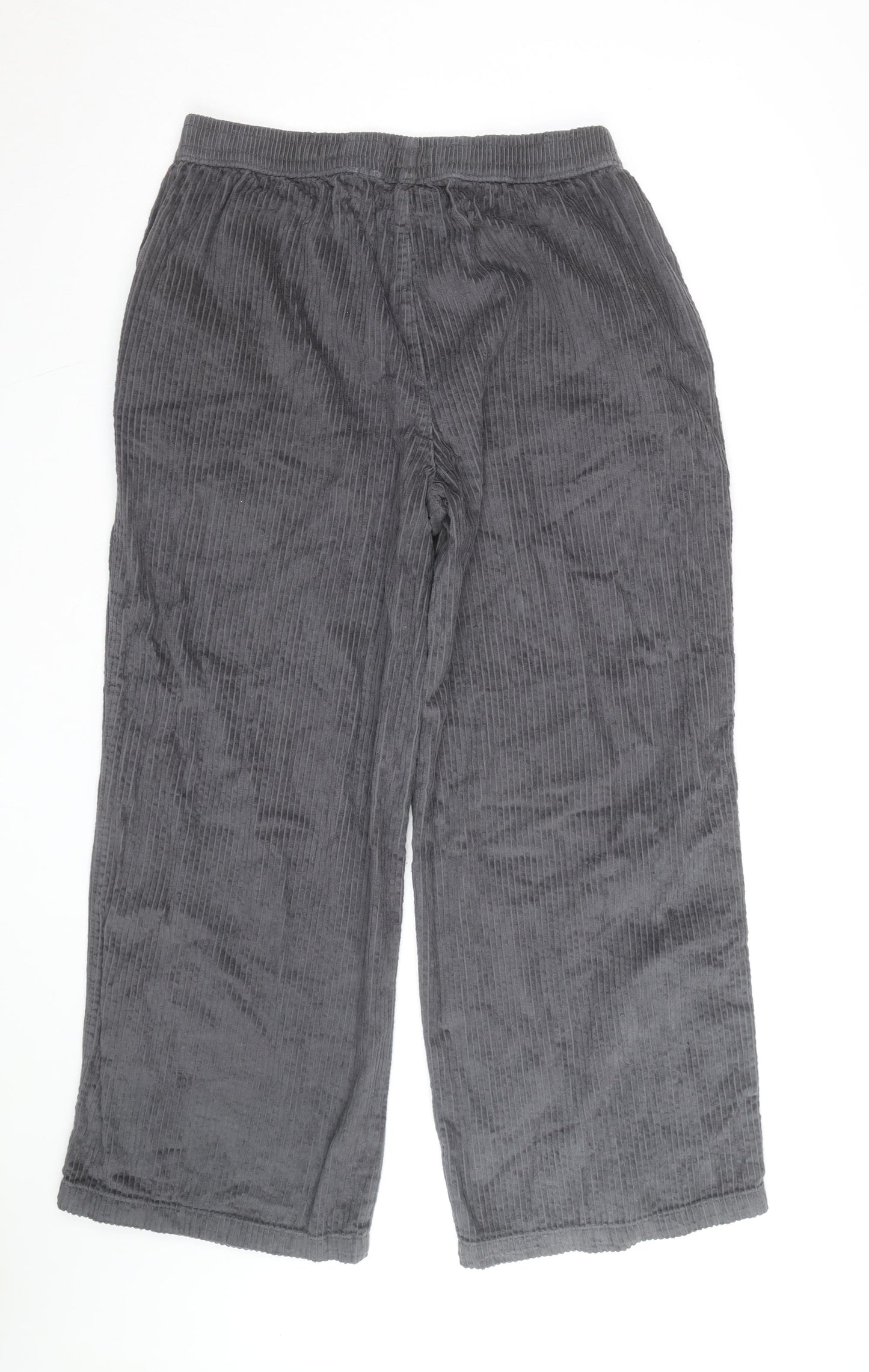 ASOS DESIGN Women Grey Corduroy Wide-Leg Trousers UK 14
