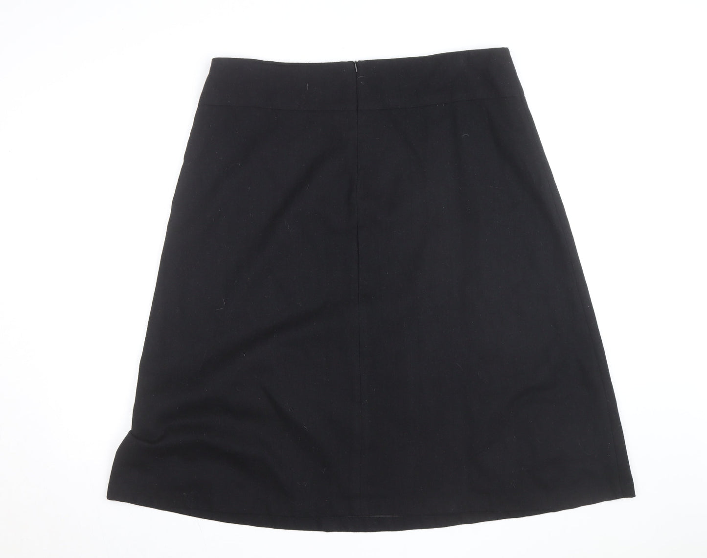 Wallis Women’s Black Embroidered Wool A-Line Knee Length Skirt Size 18